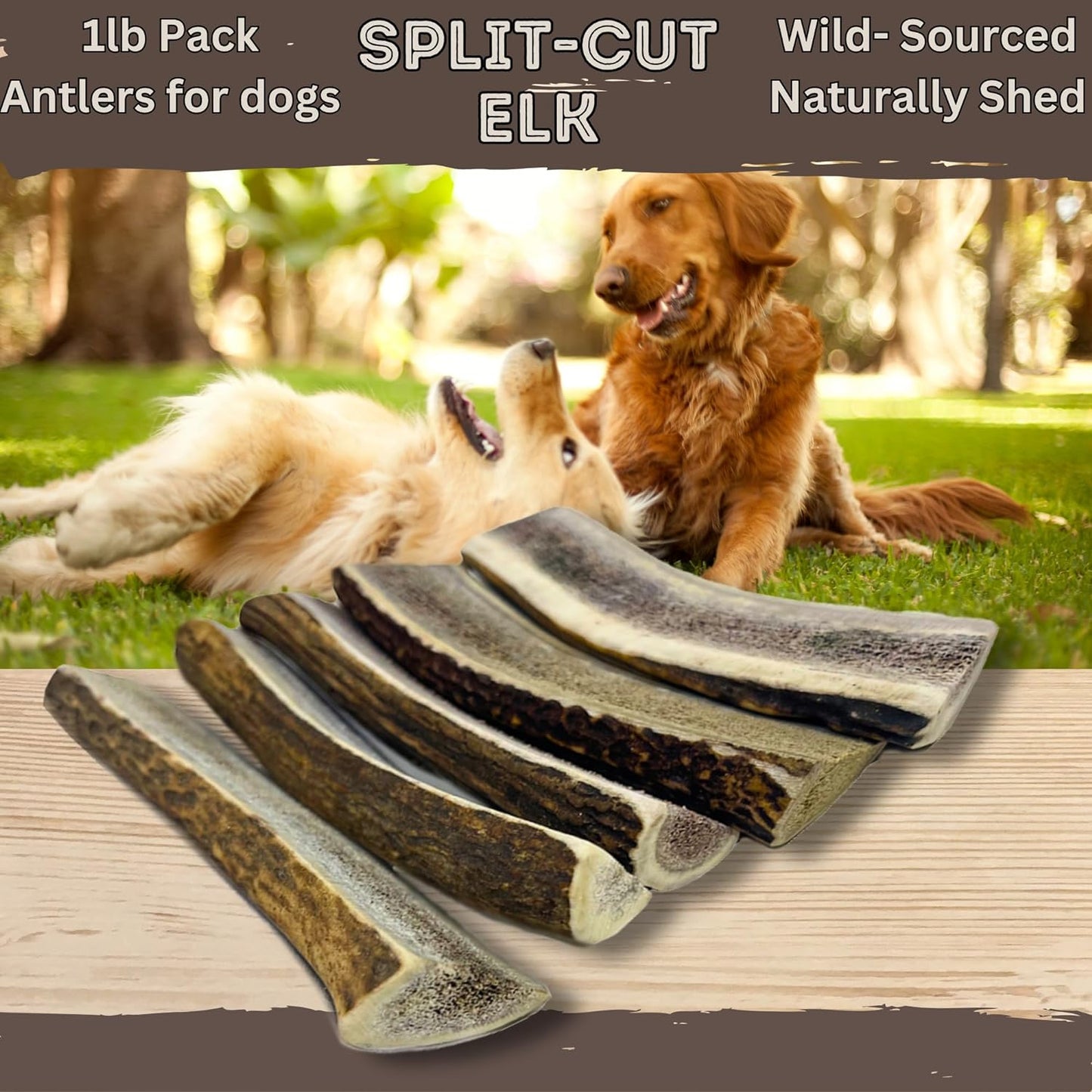 (Unbranded) 1 Pound Pack Bulk | Premium Split Elk/Red Deer Antler Chews